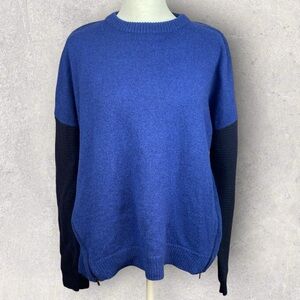 J. Crew Women's XL Blue Crewneck 100% Wool Sweater